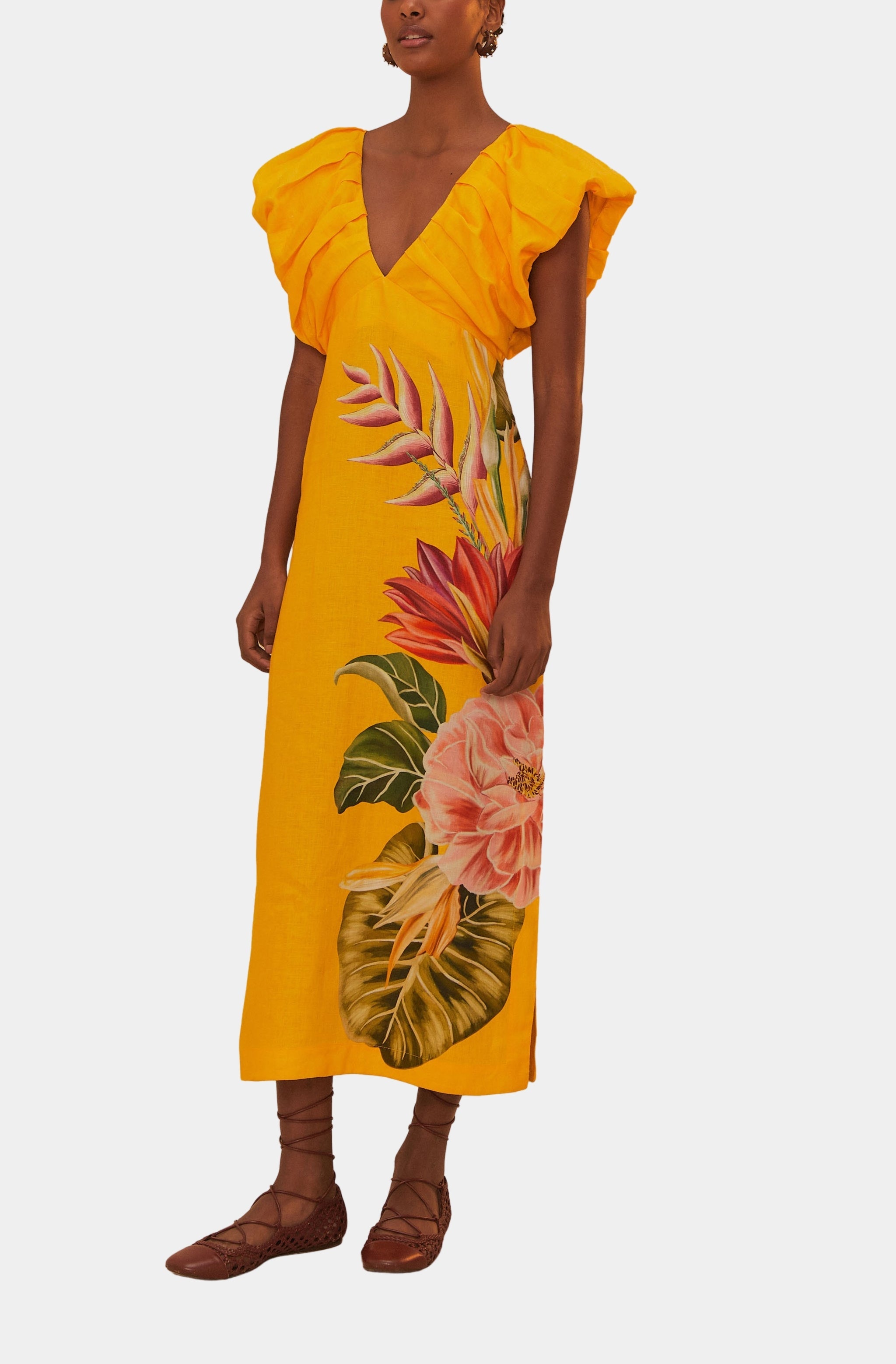 Spring Awakening Off-White Sleeveless Midi Dress