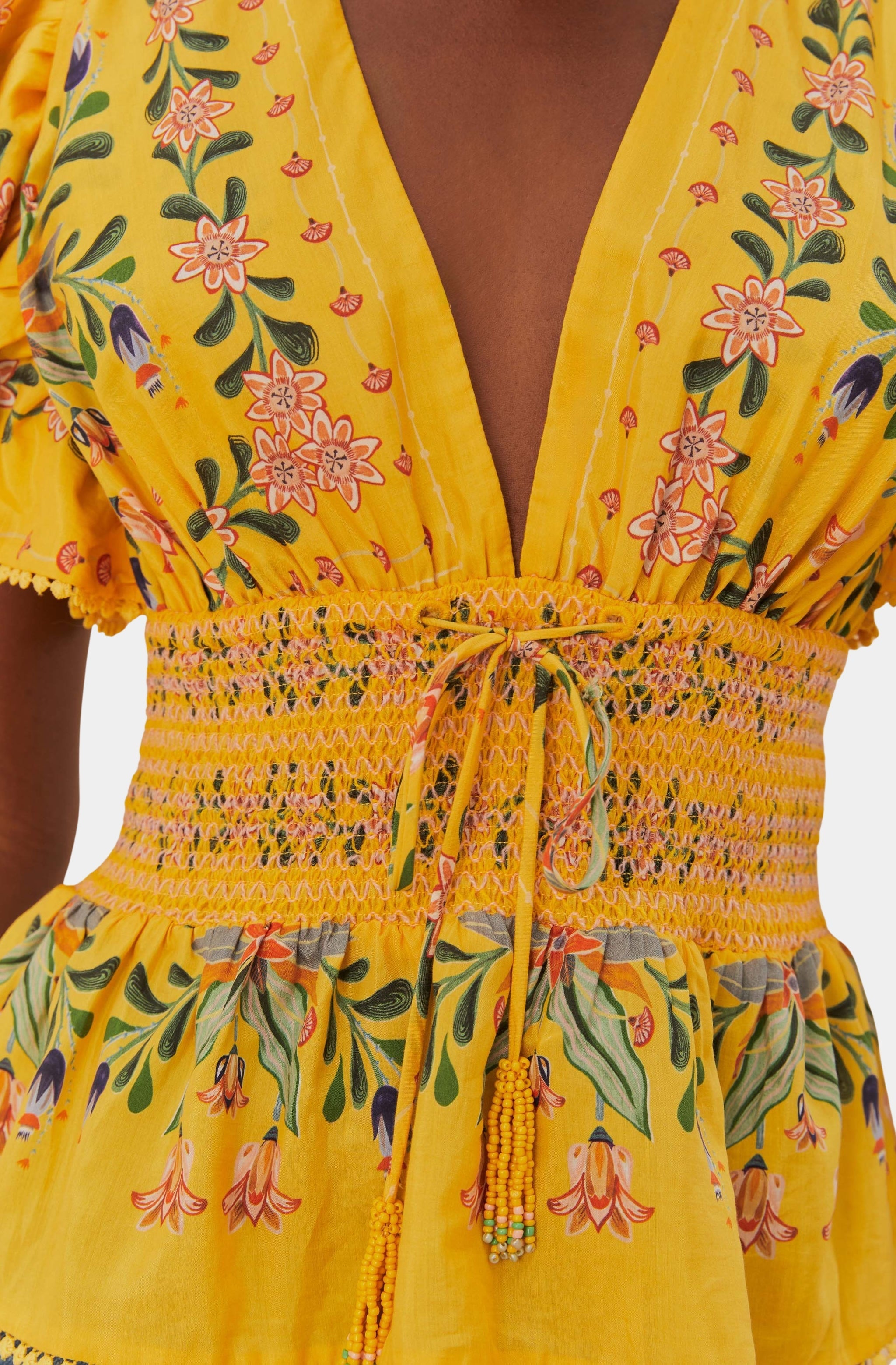 Delicate Flowers Stripes Yellow Blouse