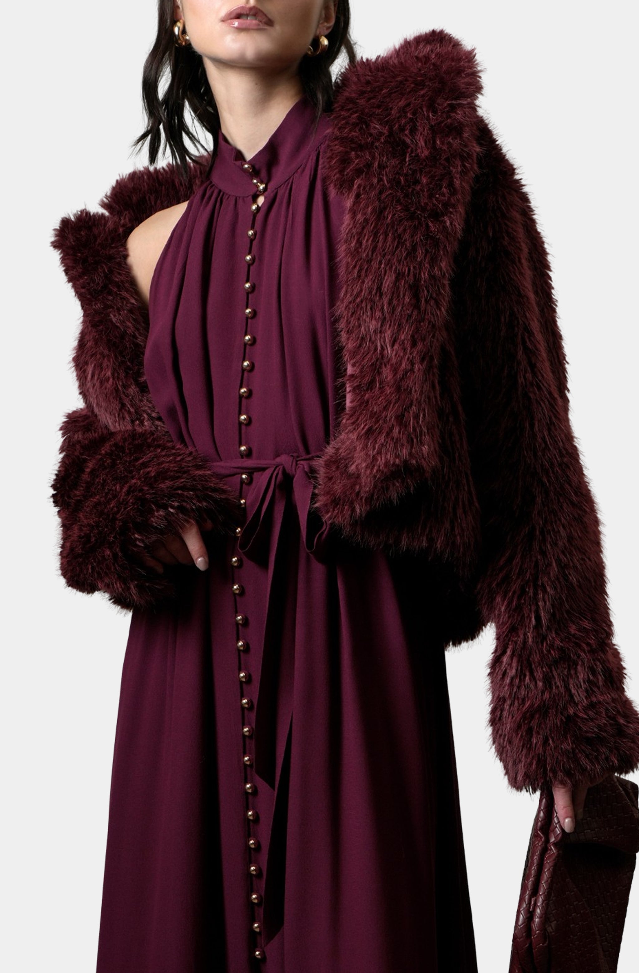Maddox Shaggy Faux Fur Cropped Coat