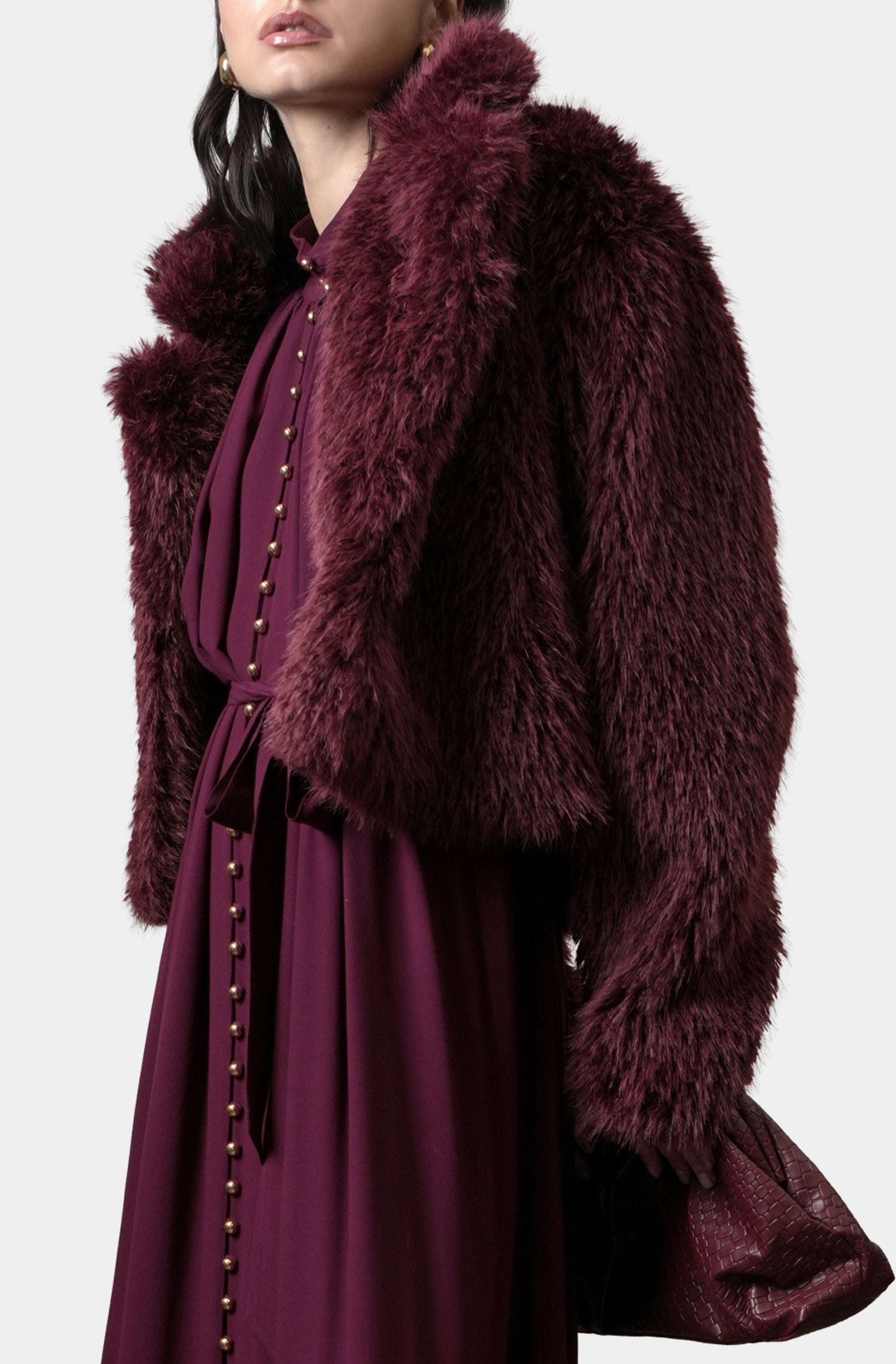 Maddox Shaggy Faux Fur Cropped Coat