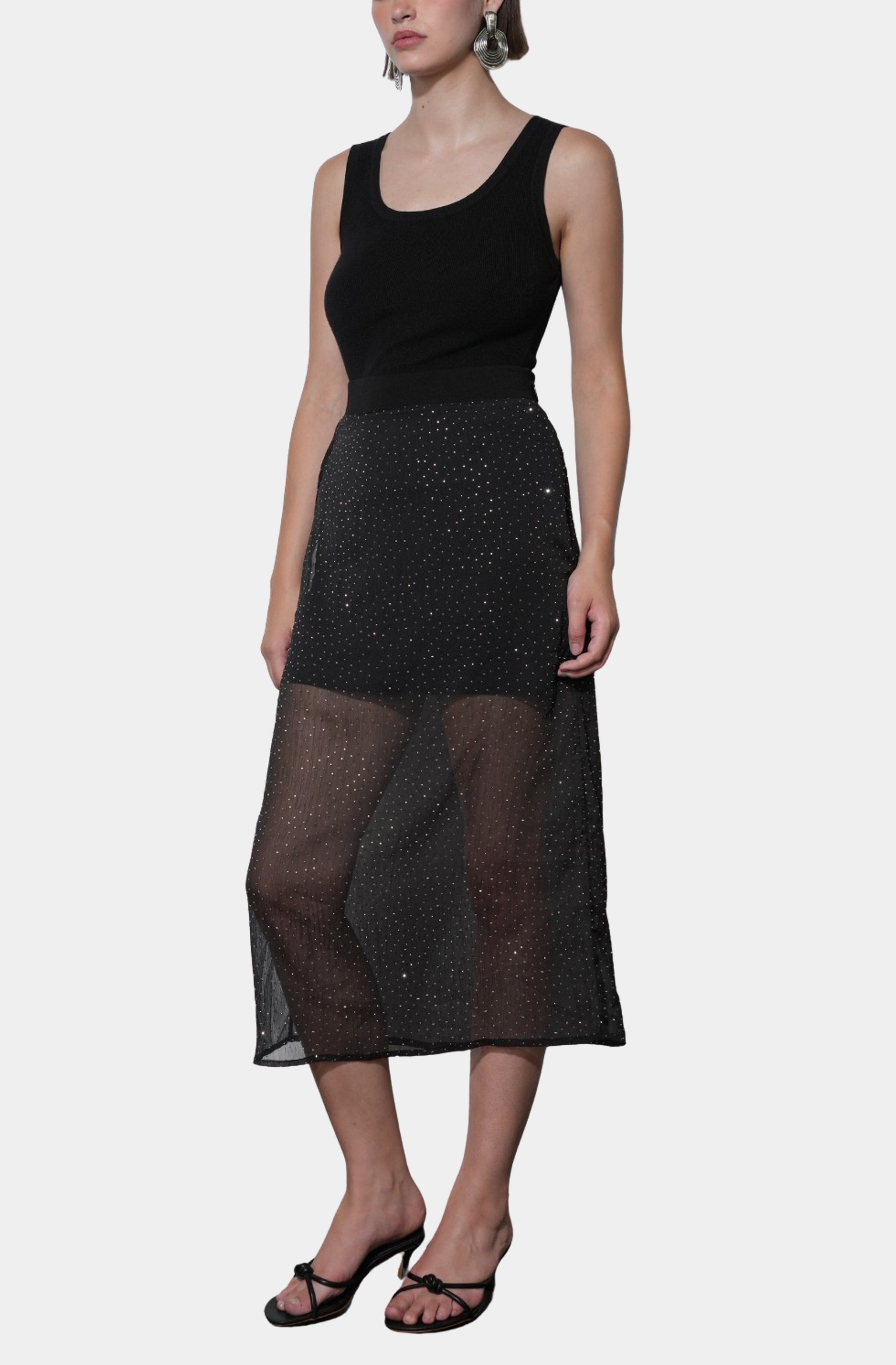 Virgil Sheer Studded Midi Skirt