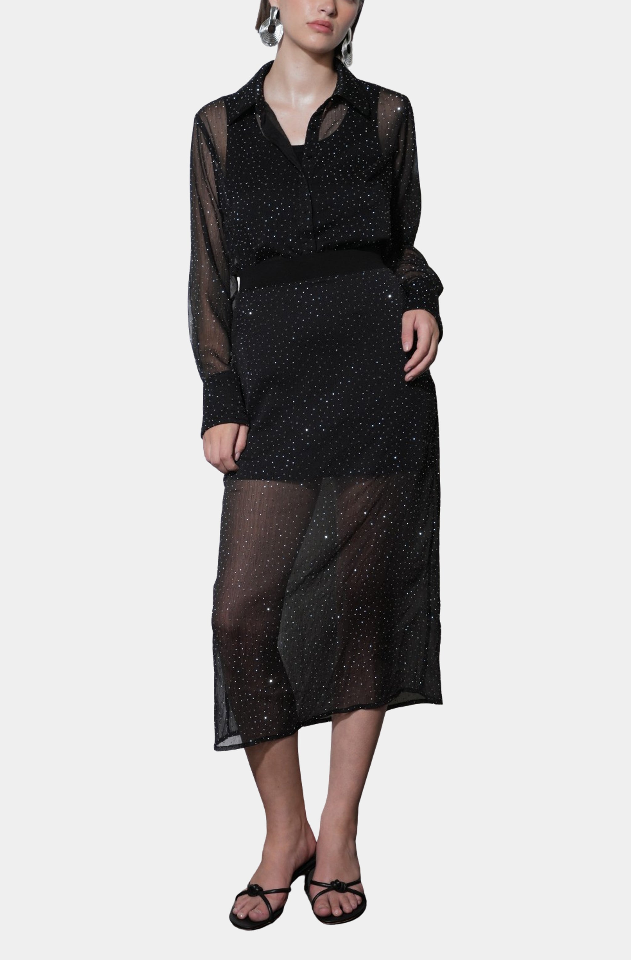 Virgil Sheer Studded Midi Skirt
