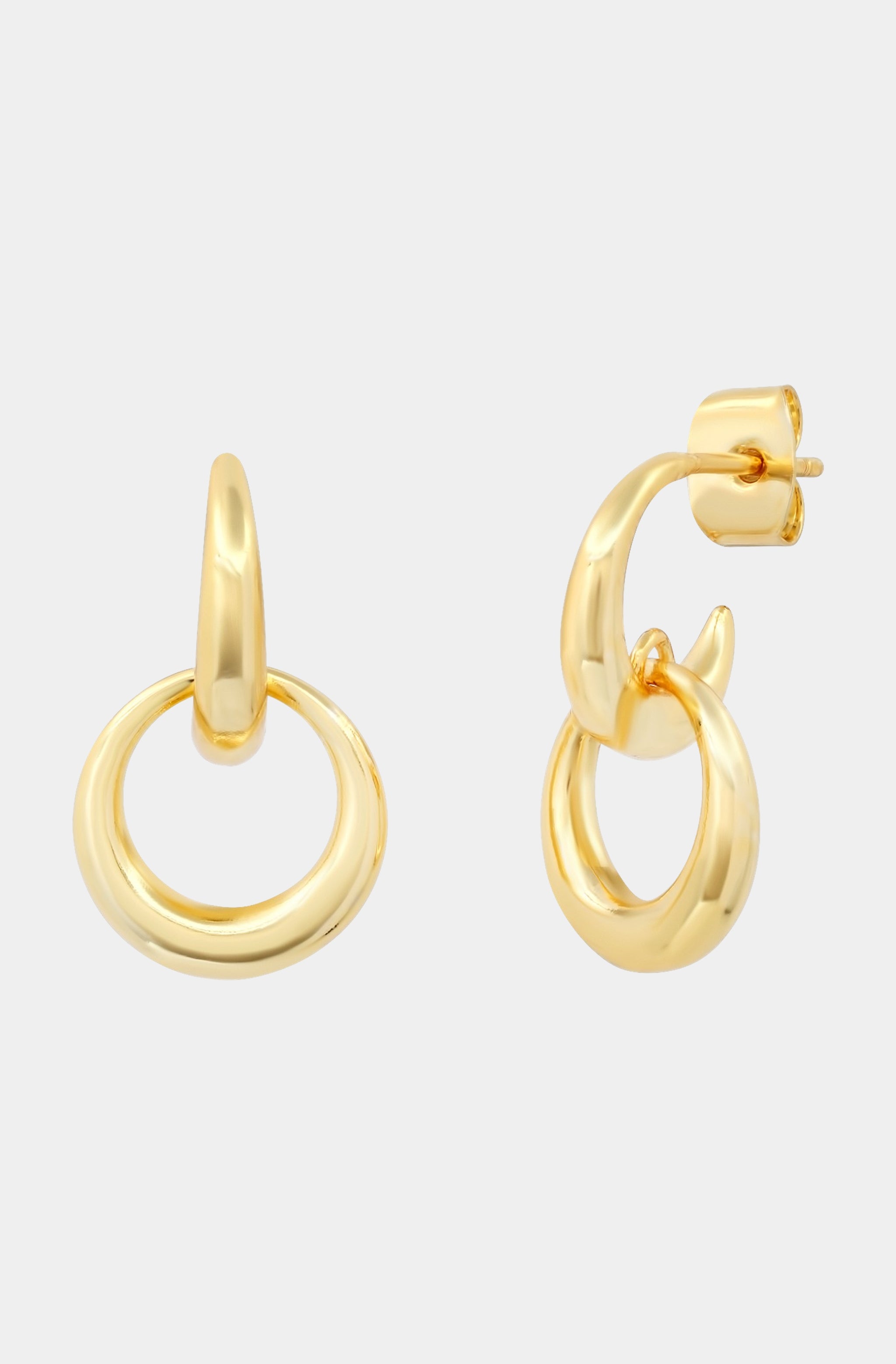 Gold Curved Huggie with Gold Ring