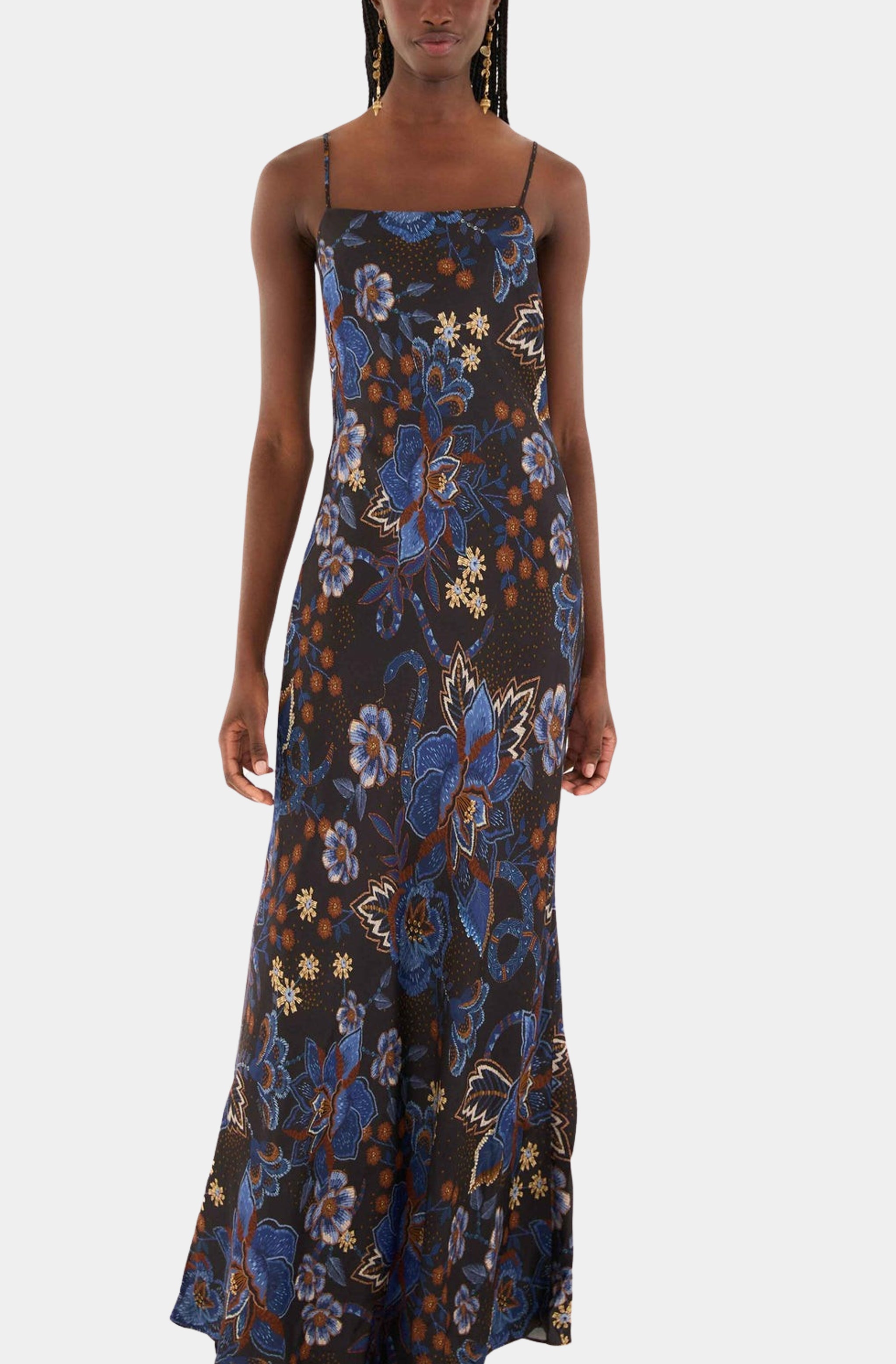 Black Snakes Bouquet Midi Dress