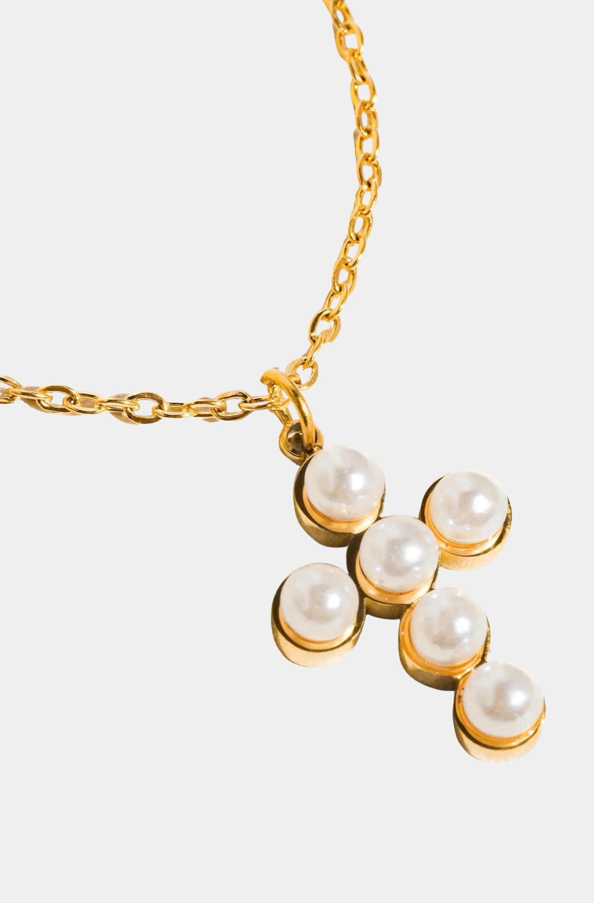 Faith Dainty Pearl Cross Necklace
