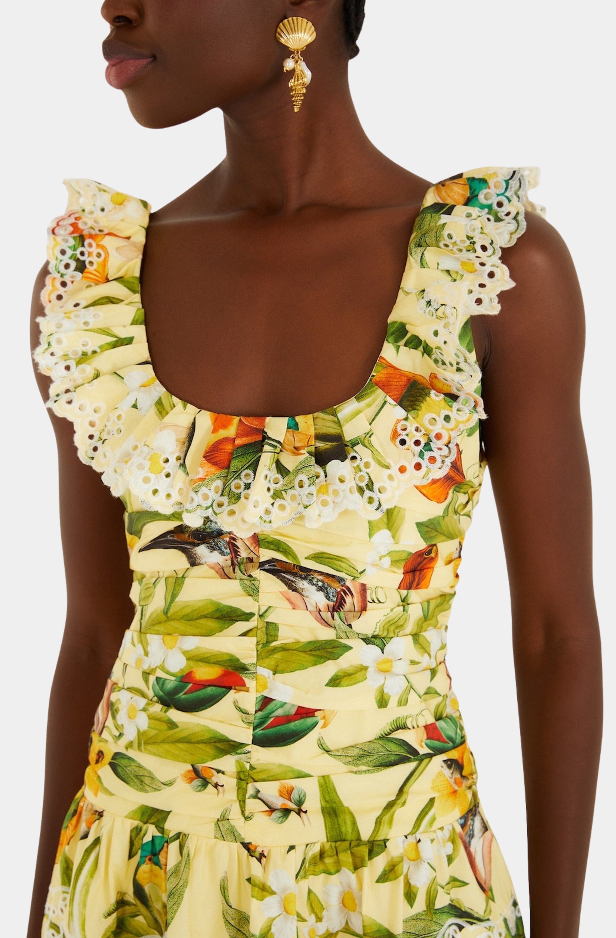 Brasil Collage Soft Yellow Mini Dress