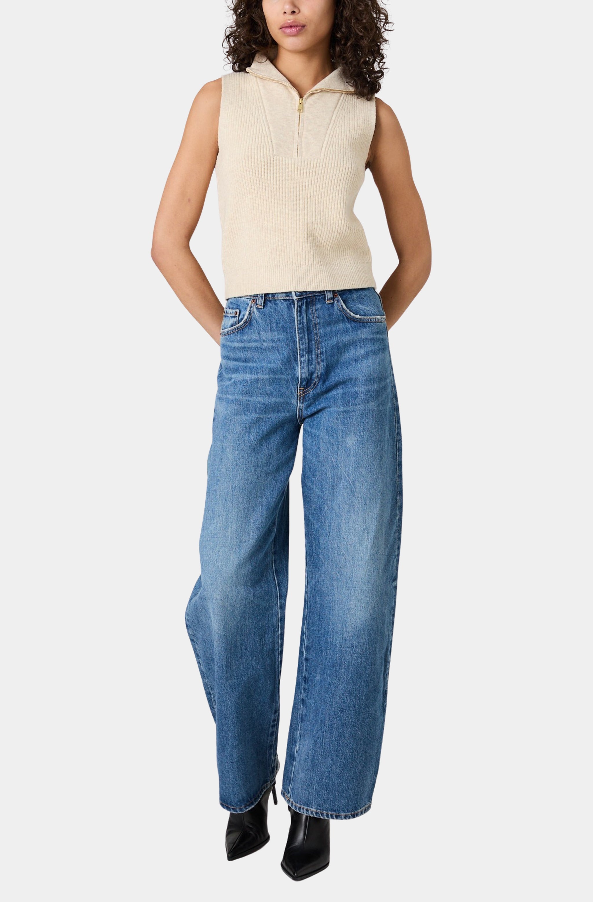 Marley Knit Half Zip Rib Vest