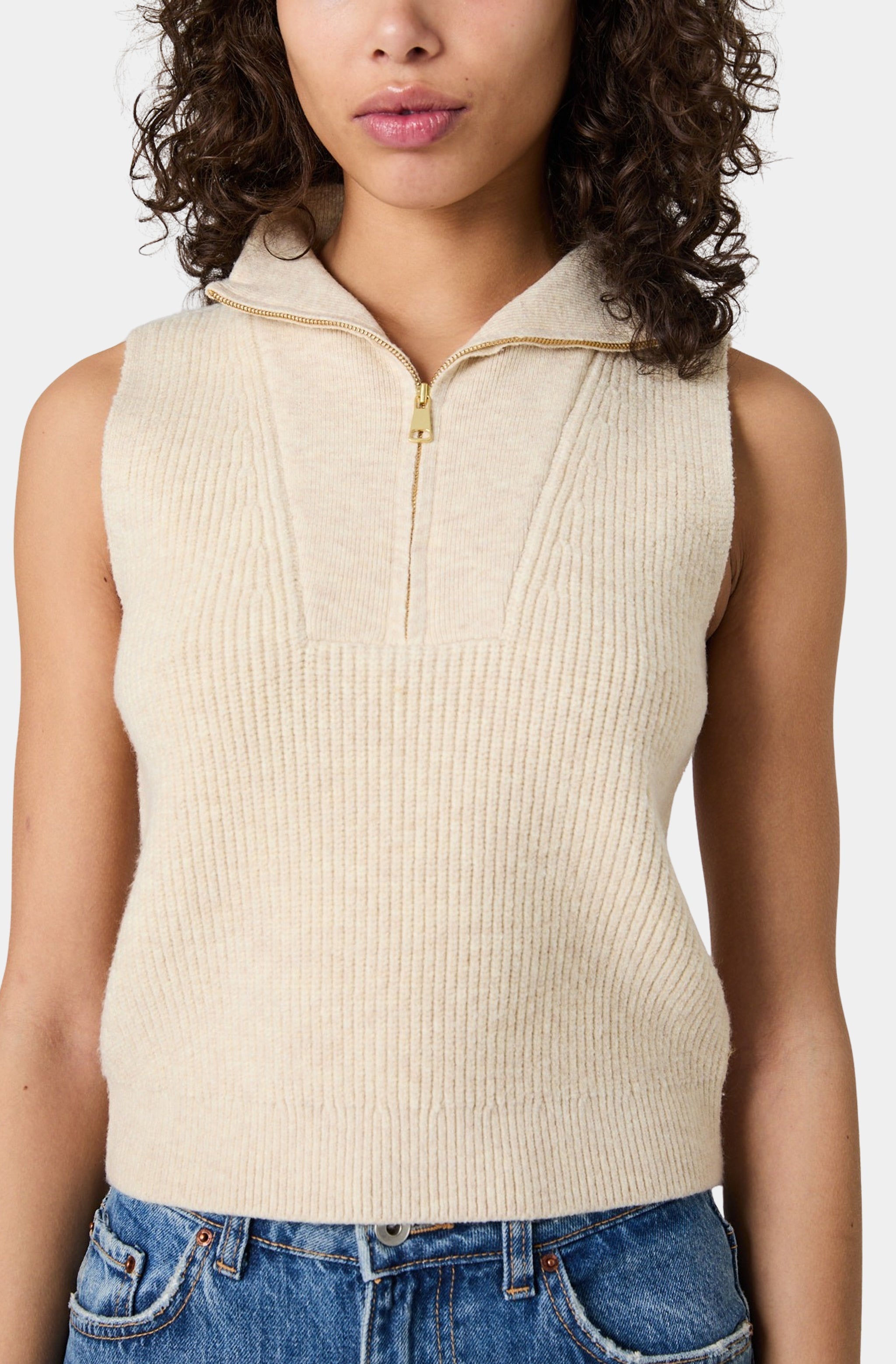 Marley Knit Half Zip Rib Vest