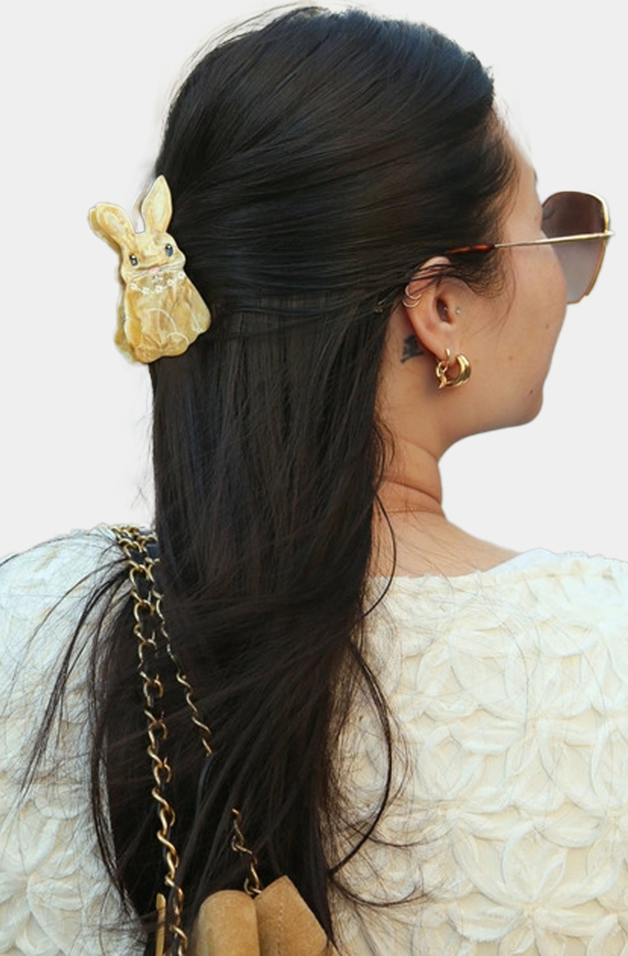 Hand-Painted Bunny Claw Hair Clip