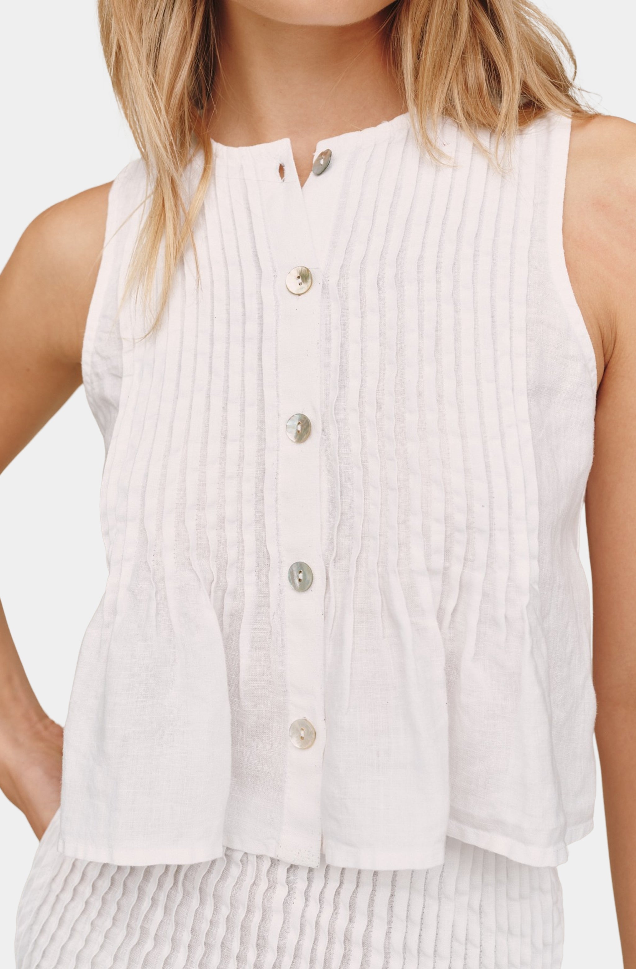 Sleeveless Pintuck Top