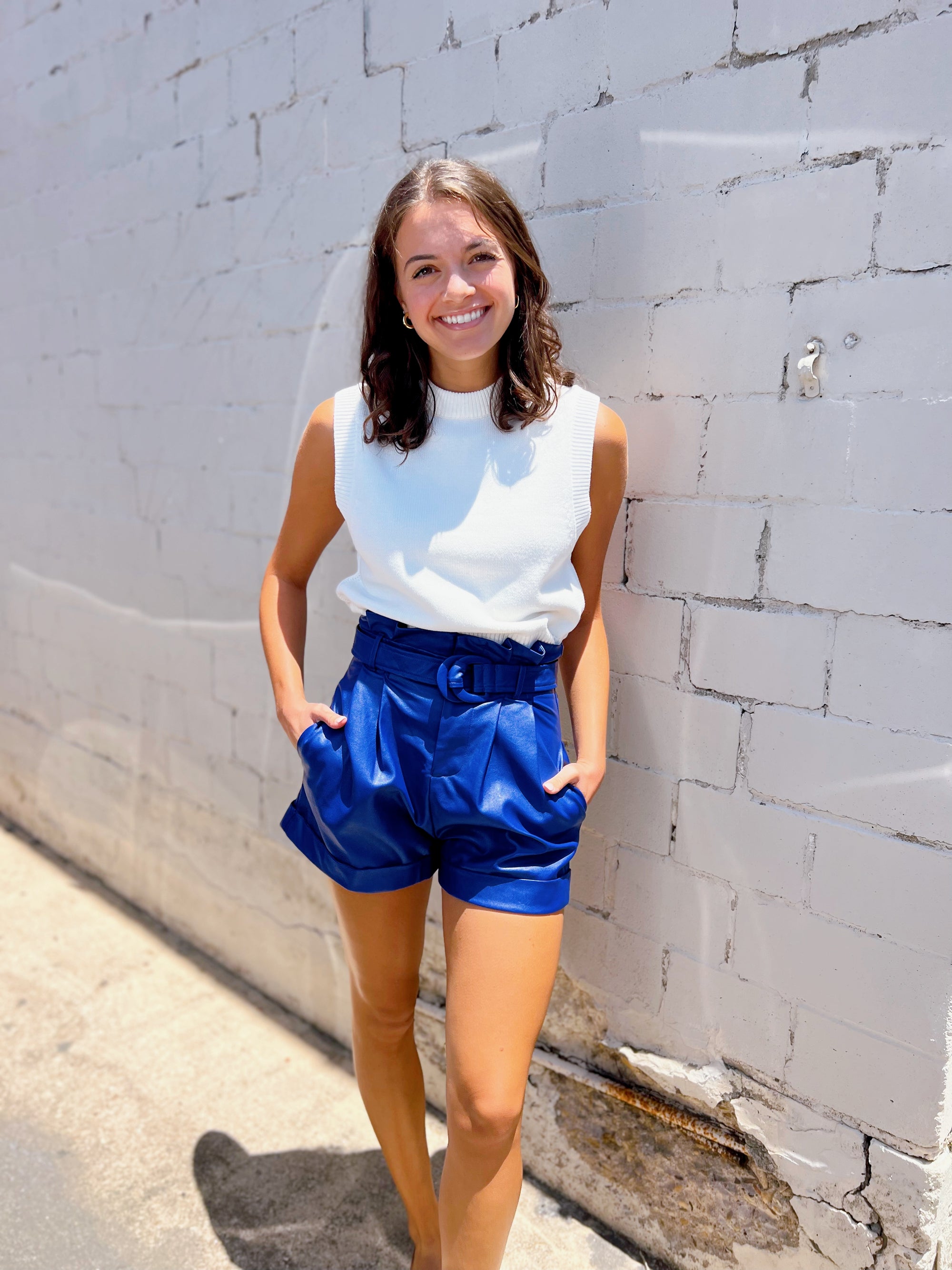 Gabby Belted Leather Shorts