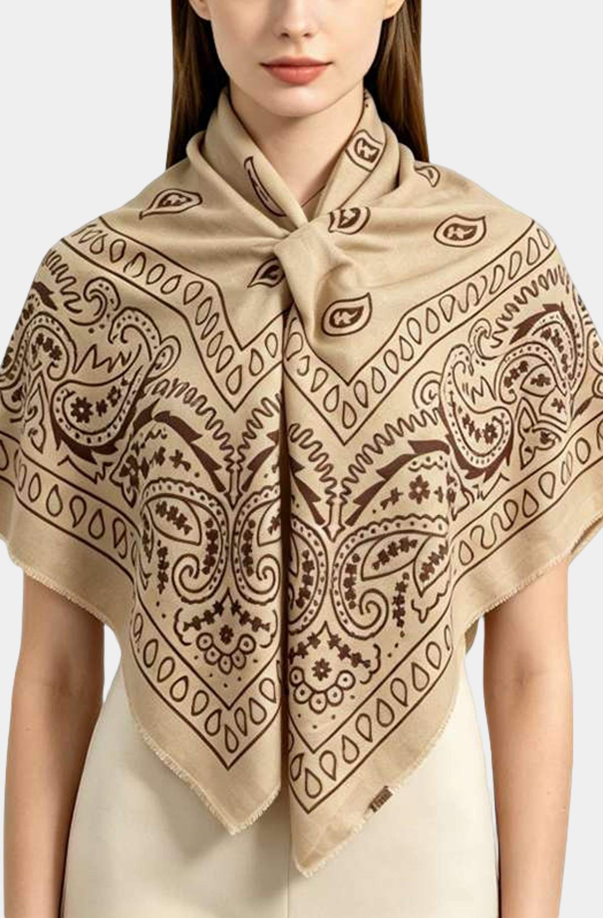 LVSC-281 Khaki scarf on light gray background