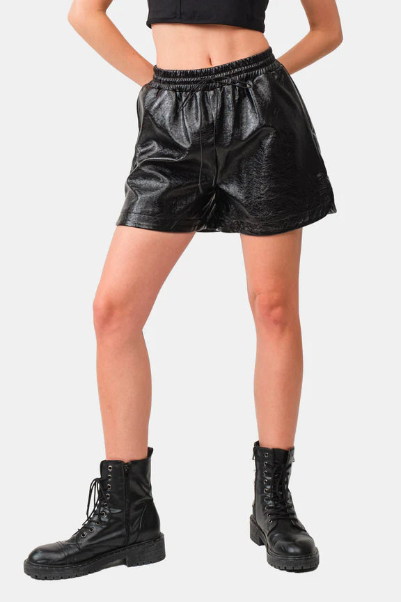 Shiny Vegan Leather Shorts